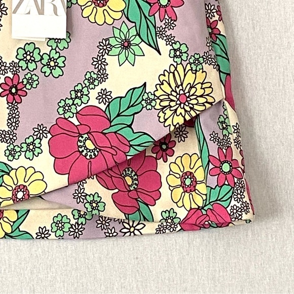 Zara Floral Lace Up Corset Crop Top and Mini Skirt 2 Pieces Matching Set - Picture 9 of 16